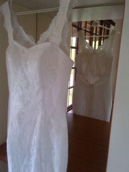 Brand New White Lace Mermaid Wedding Dress with open back