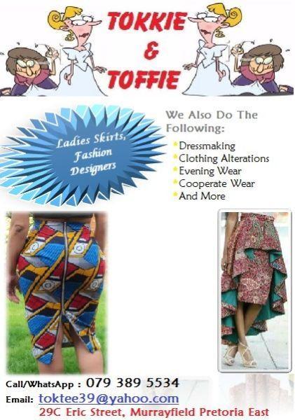 Tokkie &Toffie Fashion Designers, Dressmakers& Seamstress. Cut to size all alterations Done