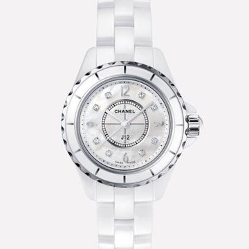 Chanel J12 White Ceramic Diamonds Quartz Ladies Watch