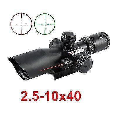Mini 2.5-10x40 Red Green Dot Cross Optic Scope Laser Sight