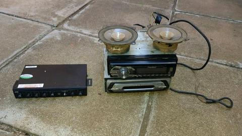 2 radios and equalizer plus 2 pioneer speakers