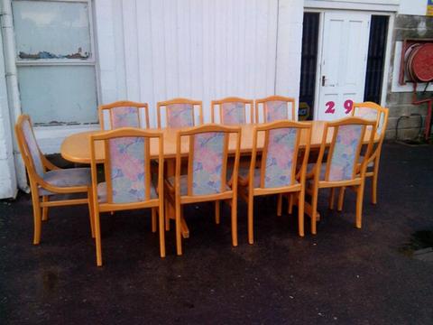 Dining table and 10 chairs