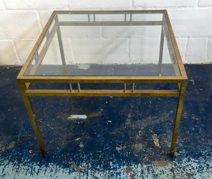 Brass and glass corner table