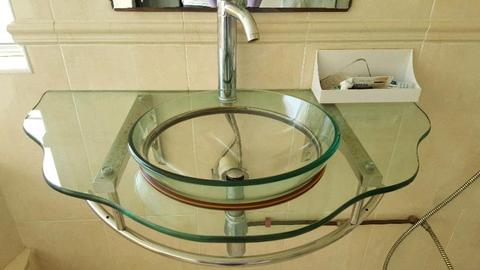 Basin with tap and other accessories