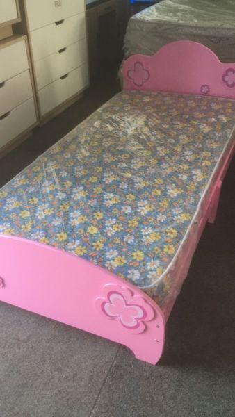 SINGLE GIRLS PINK BED - new with mattress!!