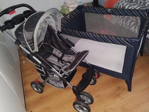 Pram and camping cot for sale