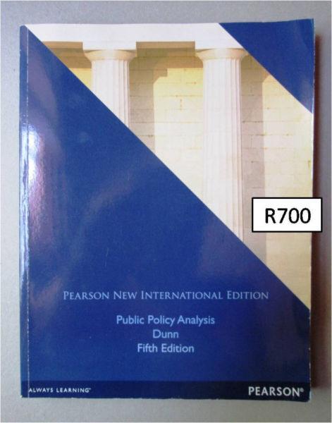 Textbook for sale: Public policy analysis by Dunn, 5th edition