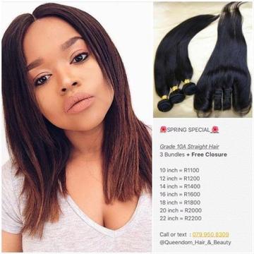 Spring Special on Brazilian and Peruvian Hair. Free Delivery. Call or Whatsapp 079 950 8309
