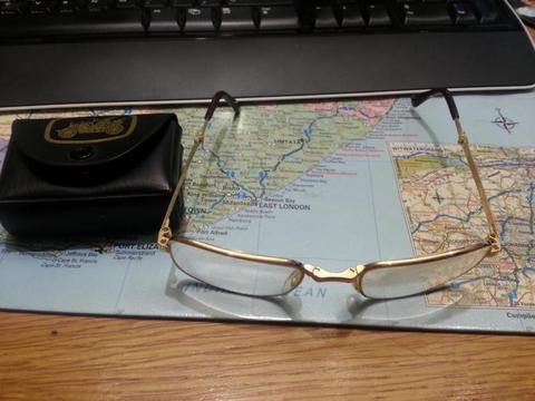 Gold Plated Fold up Reading glasses +250 with belt holder