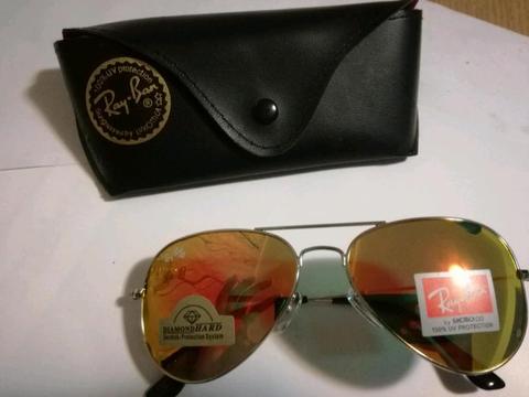 Ray-Ban sunglasses aviator mirror silver orange