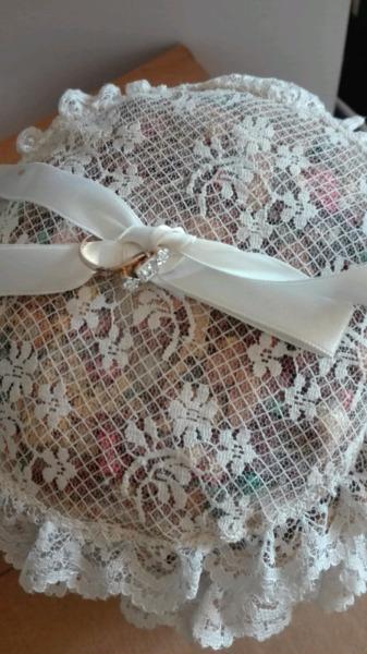 Wedding ring basket, potpourri or pin cushion sewing basket