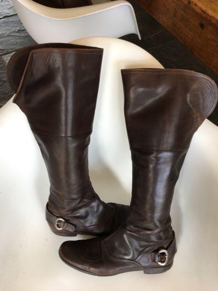 Leather knee boots size 5