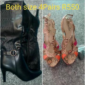 CLEARANCE SALE op size 4 en 5 heels en boots