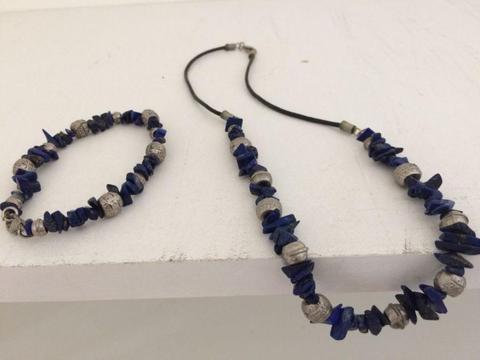 Blue stones necklace and bracelet