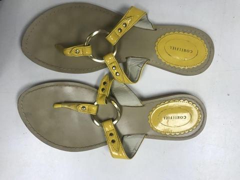 Sandals-Yellow leather