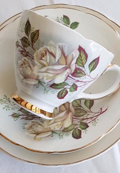 Delphine & Old Foley Vintage Bone China Trio made in England