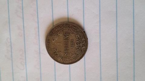 Silver 1895 Z.Afr Rep. 1 Shilling