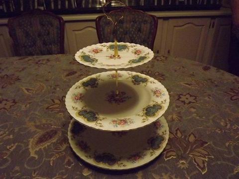 Royal Albert Berkley 3 Tier Cake stand . NB : NOTE FISH PLATE OF BERKLEY IS LARGER THAN OTHERS