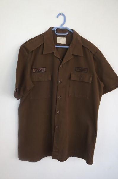 SADF short sleeve shirt by CAMBRIDGE 1985 size XL.Visser with fabric badge