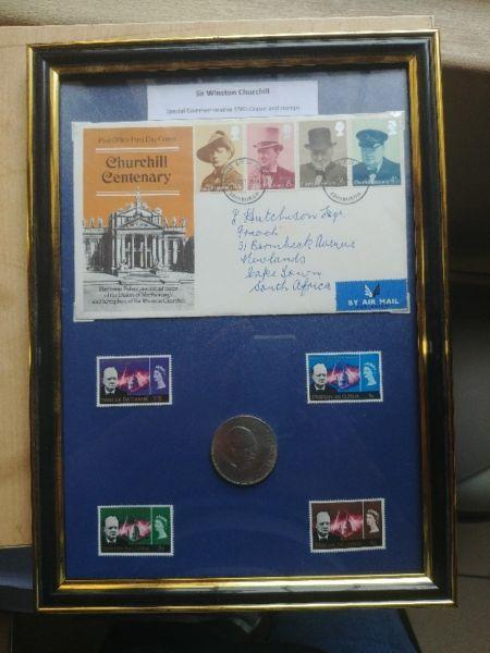 Sir Winston Churchill commemorative 1965 crown and stamps