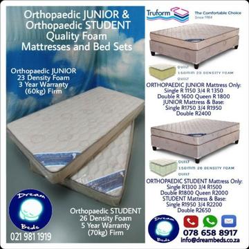 Orthopaedic Student DOUBLE MATTRESS ONLY R1800 Brand New - 5 Year Warranty