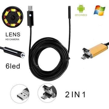 6LED 2in1 Android & USB Waterproof Inspection Camera | Borescope | Endoscope (10m & 5m)