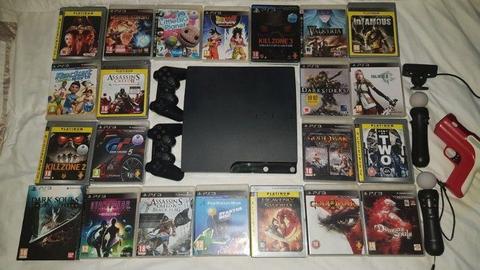 PS3 Slim with 2 controllers and 20+ games