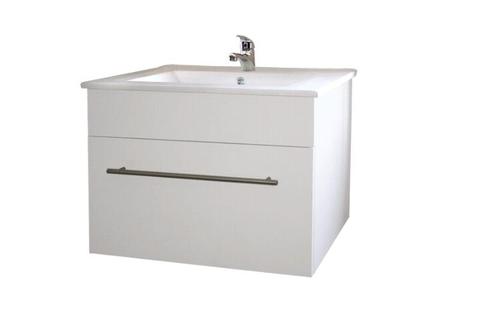 600mm Wrapped wood Cabinet and Basin - Available in various colours