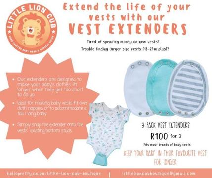 Baby bodysuit VEST EXTENDERS / Pack of 3 assorted colour baby VEST EXTENDERS
