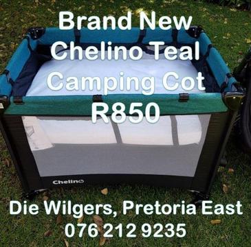 Brand New Chelino Teal Camping Cot
