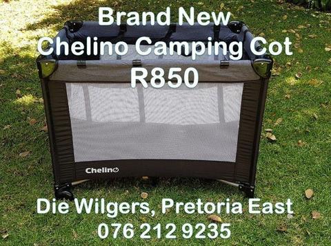 Brand New Black and Grey Chelino Camping Cot