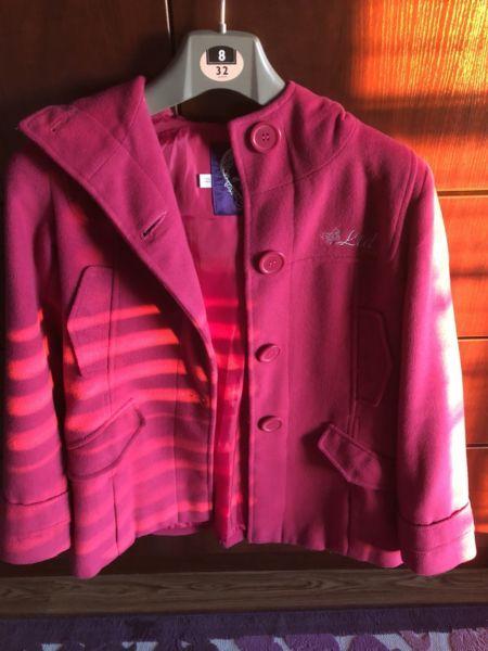 LTD Girls cerise pink Melton coat