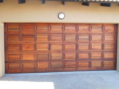 Single and double meranti garage doors in Germiston