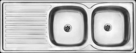 Kitchen Sink. CAM Double End Bowl & Drip tray Drop-In Sink