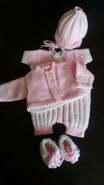 Hand knitted Candy stripes baby outfits