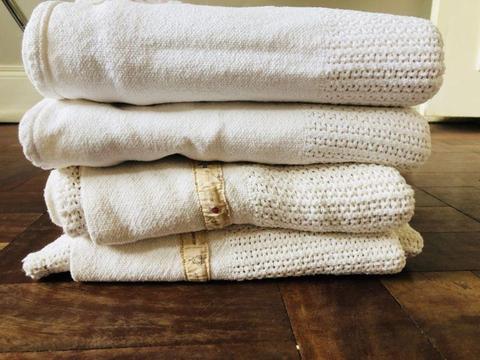 4 x Waffle weave baby blankets