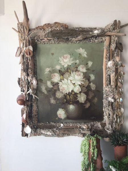 FLOWER PAINTING WITH BEAUTIFUL FRAME