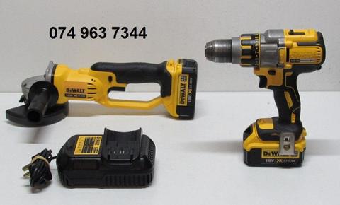 Dewalt DCD795 18V XR Li-Ion Hammer Drill / Driver & Dewalt DCG412 115mm / 125mm Grinder Set