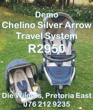Brand New Chelino Silver Arrow Travel System