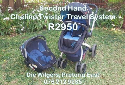 Second Hand Chelino Twister Travel System (Blue and Black)