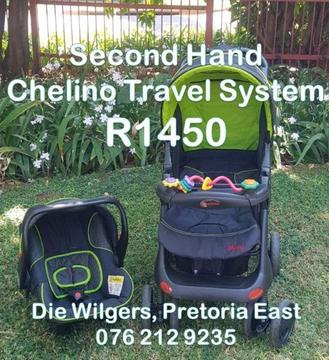 Second Hand Chelino Travel System (Green and Black)