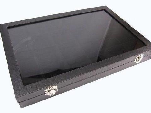 New Large 24 Compartment Jewellery Display Glass Top Case Box Jewelry Case Organizer