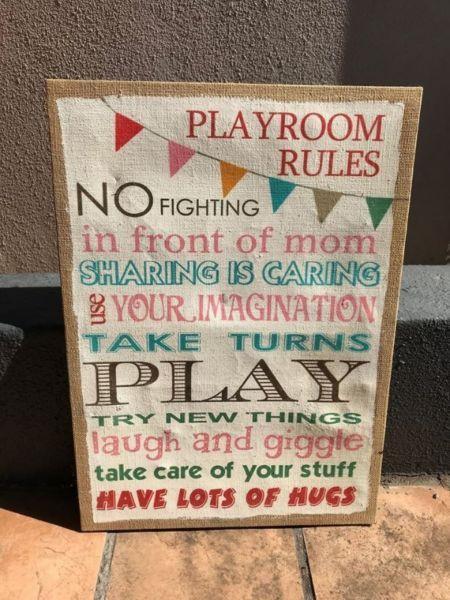 Playroom Rules Canvas Painting