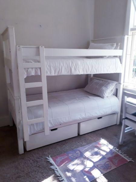 White bunk bed