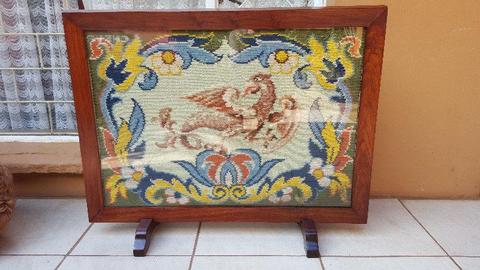 Beautiful large old wooden fire screen