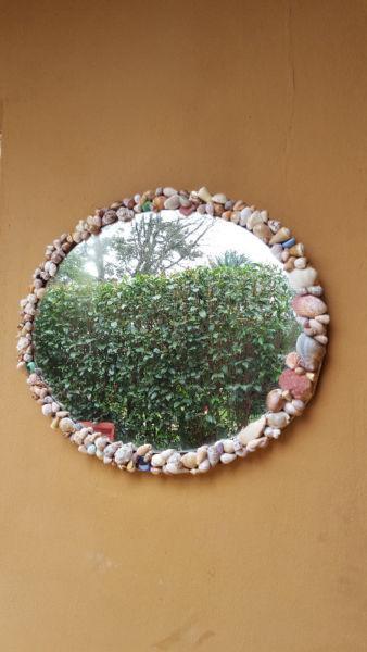 Beautiful old, oval shell mirror