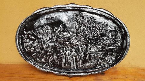 Beautiful old oval wall plaque