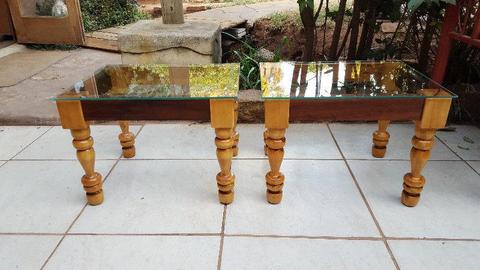 Beautiful pair of yellow wood side tables