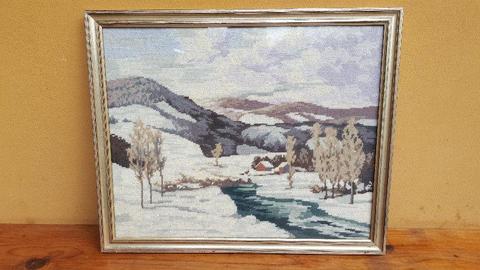 Lovely old winter scene tapestry