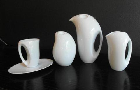 Exquisite Czechoslovakian translucent white porcelain tea set